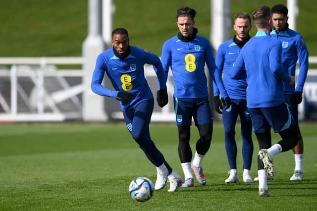 Former Posh man Ivan Toney in training with England. Photo: Getty Images.