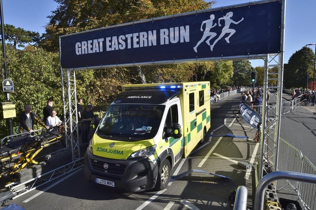 An ambulance had to drive onto the course to deal with a medical incident.