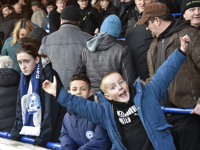 Peterborough United fans enjoy the impressive win over Oxford United.