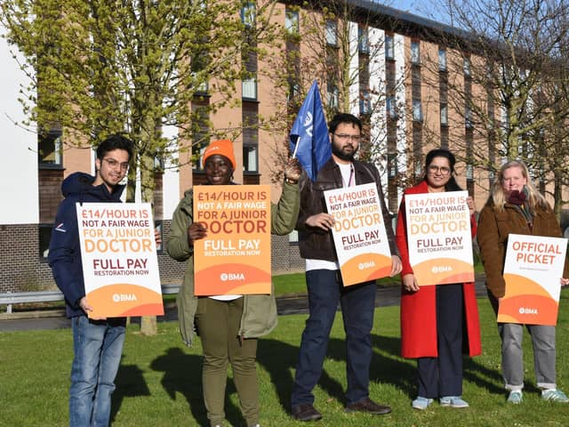 Junior doctors on picket duty outside the City Hospital.