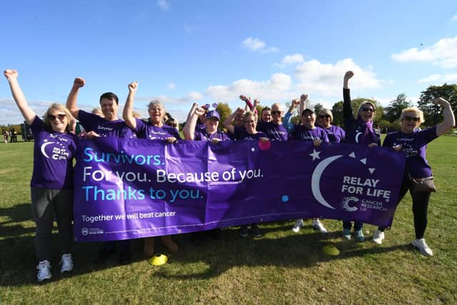 The cancer survivors team pictured at Relay for Life walk at Ferry Meadows in 2021 by David Lowndes.