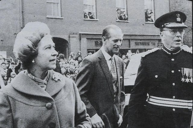 Queen Elizabeth and Prince Philip in Peterborough.