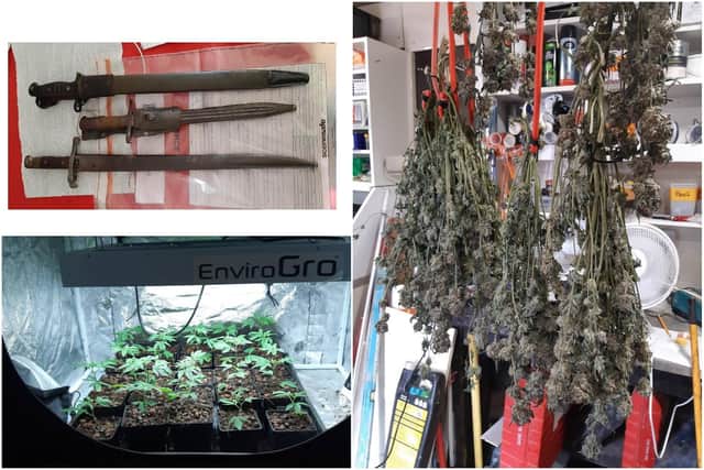Items seized by police at the drugs factory