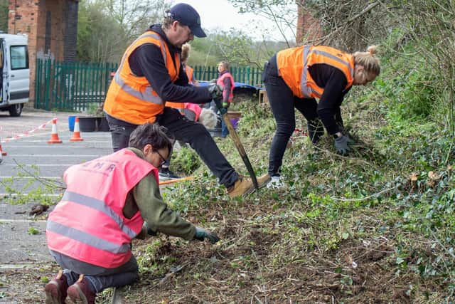 Volunteers were tasked with creating a new wooden sleeper garden and removed weeds and rubbish at the station.
