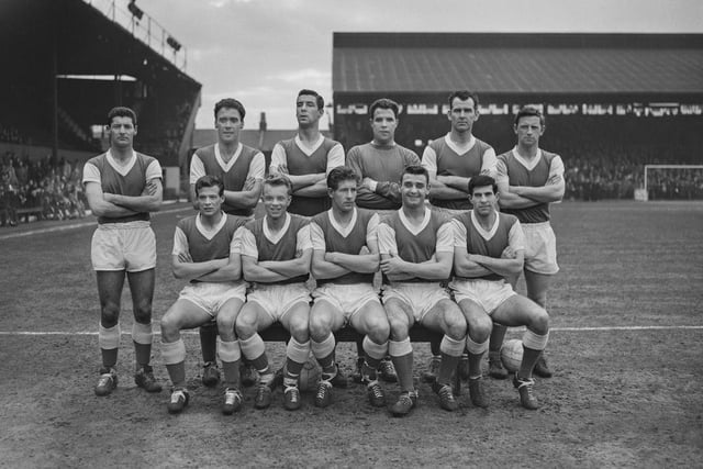 The Peterborough United Football Club, group photo, at Griffin Park stadium, London, UK, 17th February 1962. (Photo by Evening Standard/Hulton Archive/Getty Images)