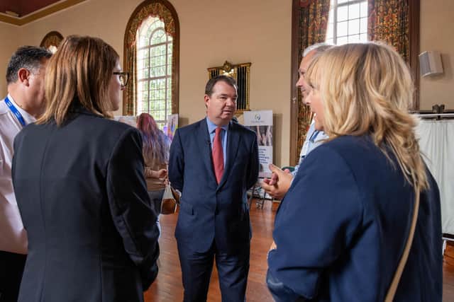 Employment Minister Guy Opperman at the Jobs Fair at Peterborough Town Hall