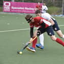 Action from City of Peterborough (red) v University of Birmingham seconds. Photo: David Lowndes.
