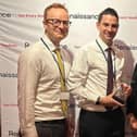 L-R: Head of school Ross Colley, assistant head Matt Carson-Doughty, and executive head, Colette Firth collecting their prestigious Renaissance Award in London last month.