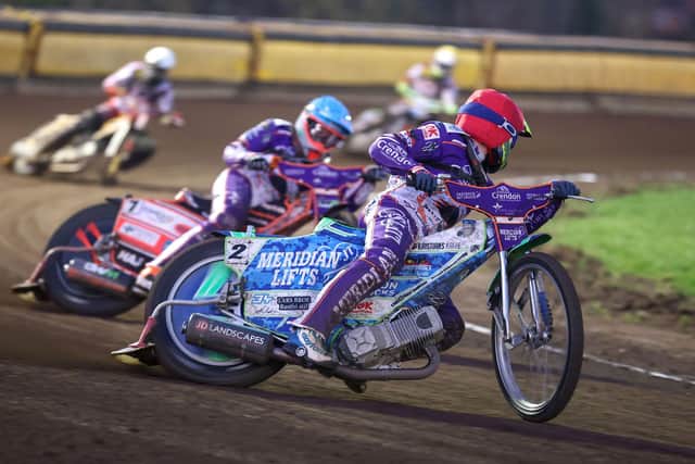 Hans Andersen and Jordan Jenkins out in front for Panthers against Belle Vue. Photo: Jeff Davies.