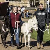Donkeys Mandy and Elise will be outside the Guildhall on Cathedral Square at 10.30am on Palm Sunday (April 2), ready to lead the Cathedral Choir and congregation to the Cathedral for their traditional service.