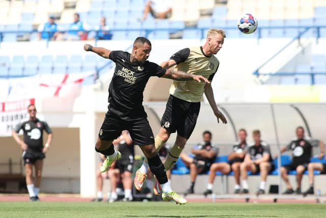 Jonson Clarke-Harris in action against Leyton Orient. Joe Dent/theposh.com