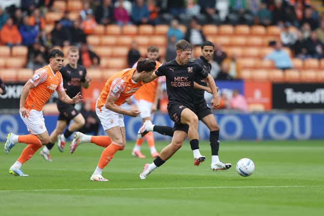 Harry Leonard in action for Peterborough United against Blackpool. Photo: Joe Dent.