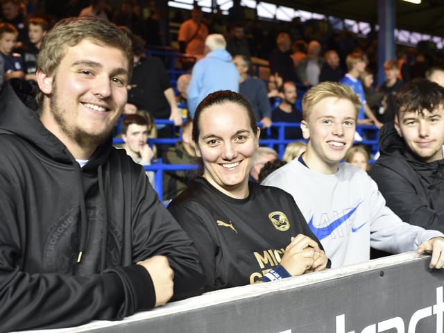 Peterborough United fans ahead of kick-off against Fleetwood Town last night.