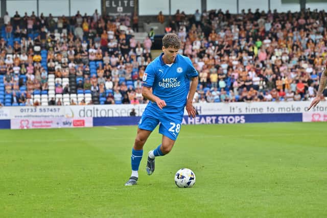 Matthew Garbett on his Peterborough United debut against Bradford City. Photo: David Lowndes.
