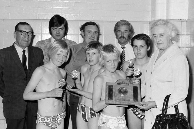 This picture is taken at a Mansfield Swimming Club presentation in 1974.