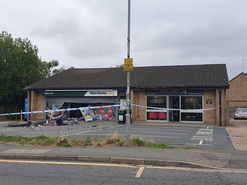 The aftermath of the ram raid.