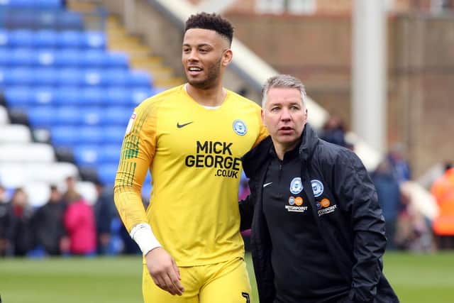 Former Posh goalkeeper Aaron Chapman with former Posh manager Darren Ferguson.