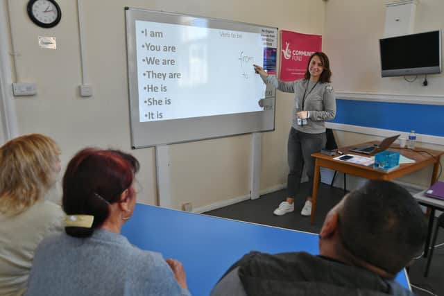 English lesson in progress at PARCA at Unity Hall, Northfield Road.