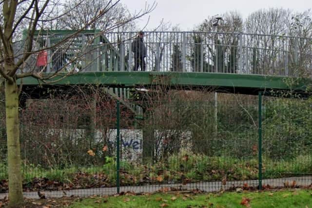 The footbridge over the Soke Parkway.