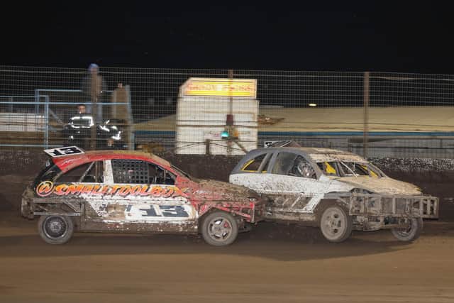 Riley Shinn (right) in the thick of the action in King's Lynn. Photo Matthew Bull.