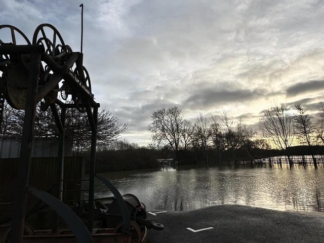 High water levels at Oundle Wharf. Photo: Tap and Kitchen.