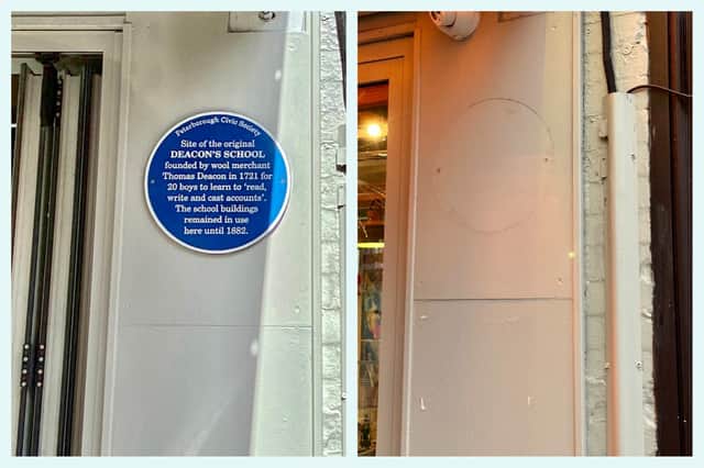 Now you see it, now you don't! The Blue Plaque photographed in place before it vanished into thin air.