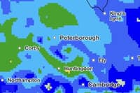 The Met Office's rain radar for Peterborough at 3am on Friday morning