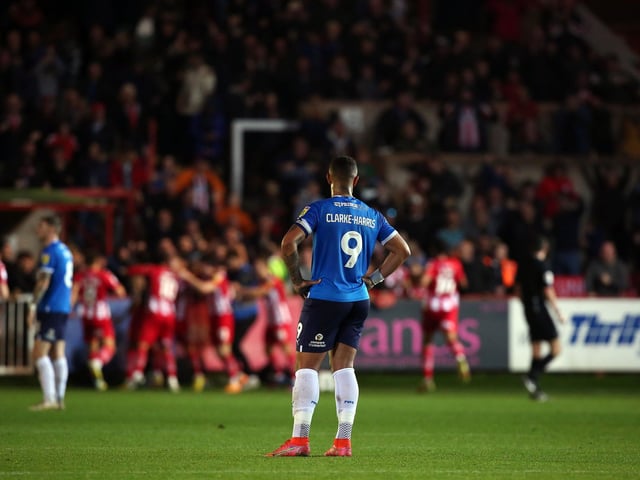 In the final 10 minutes of League One matches this season the score is Posh 1, The Opposition 8. In this picture Exeter City have just grabbed a 93rd minute winning goal against Posh at St James' Park.