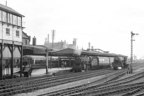 A busy Saturday rail scene at Peterborough East station in April 1964.