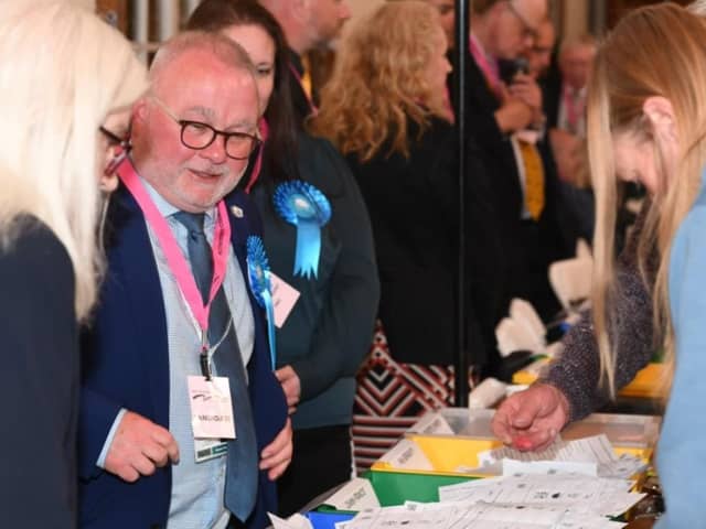 Peterborough City Council leader, Wayne Fitzgerald, pictured at the local election count 2023 at Peterborough Town Hall.