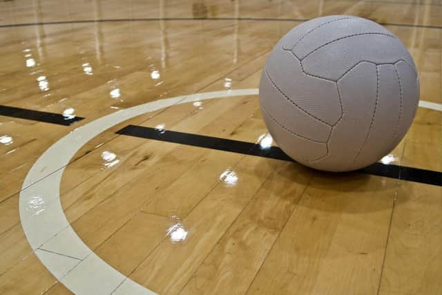 Ball on a sports court floor