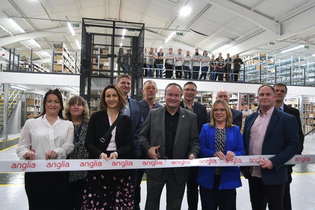 Frank Wolinski, Regional Vice President of Channel Sales at STMicroelectronics, cuts the ribbon to open Anglia's new warehouse.