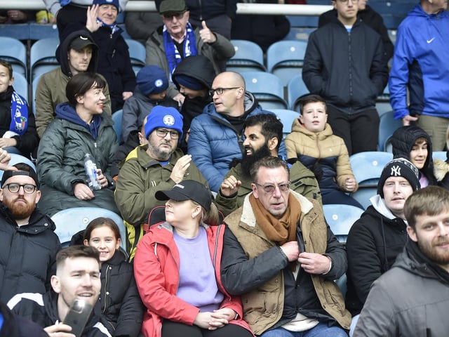 Peterborough United fans watch their side struggle to a 2-2 draw at home to Salford.