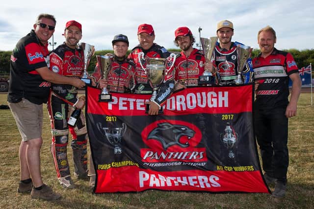 Peterborough Panthers celebrate their Fours success in 2018.