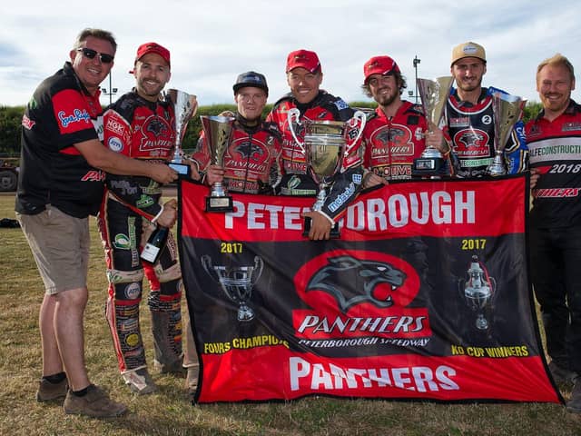 Peterborough Panthers celebrate their Fours success in 2018.
