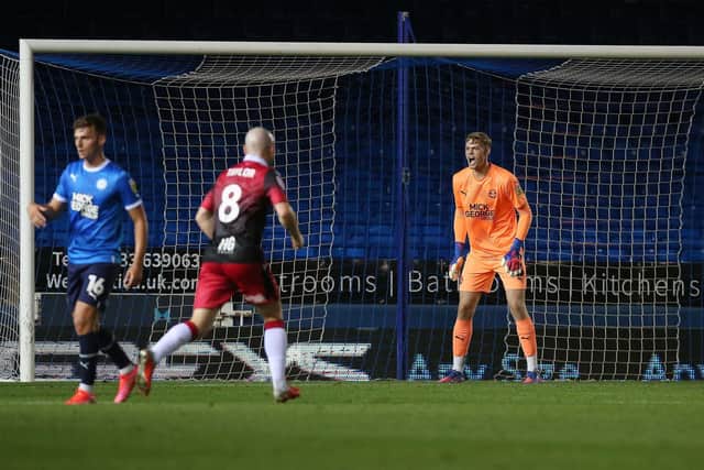 Harvey Cartwright in goal for Posh against Stevenage in the EFL Trophy. Photo: Joe Dent/theposh.com