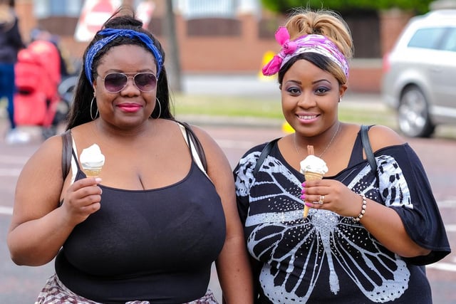 Sharmaine (left) and Charleen Sisimayi cool off with an ice cream at the Sunderland Air Show 7 years ago.