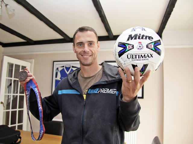 The greatest hat-trick of all-time from David Farrell in a Third Division play-off semi-final second leg which completed a 5-1 aggregate win. Posh went on to win the final 1-0 v Darlington at Wembley to secure promotion. Farrell is pictured with a signed matchball from the game.