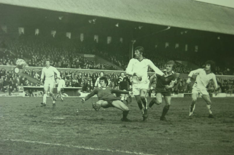 Posh earned a fourth round FA Cup tie at OId Trafford by beating Brian Clough’s Forest in a replay courtesy of a Jon Nixon goal. The first game at the City Ground had finished 0-0. Nixon is pictured in action for Posh.