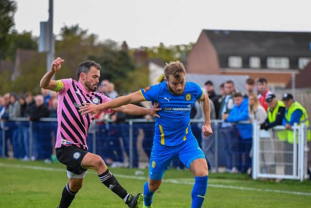 Nathan Fox on the ball for Peterborough Sports against Curzon Ashton. Photo: James Richardson.