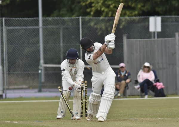 Peterborough Town CC opener Chris Milner is bowled during the ECB Club KO game against Wanstead & Snaresbrook. Photo: David Lowndes,