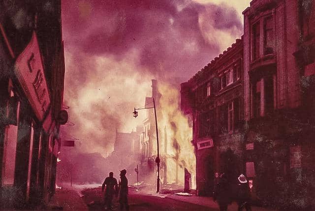 The blaze caused a huge amount of damage in the city centre