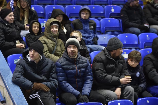 Peterborough United fans watch the 0-0 draw with Charlton Athletic.