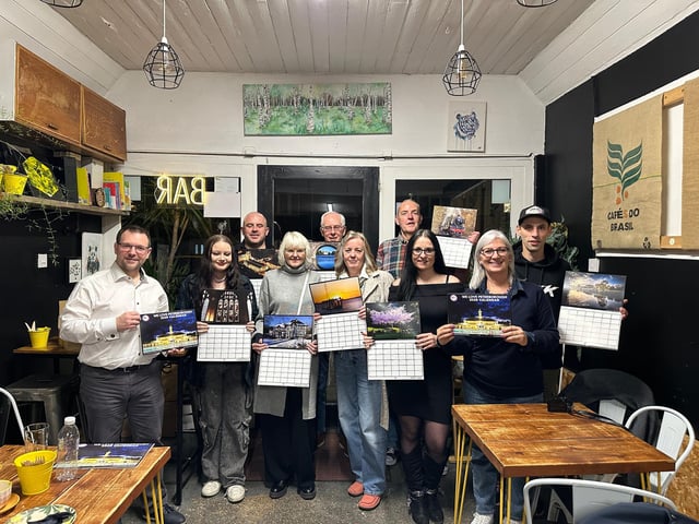 Calendar launch: Left to right: Matt Rowbottom, Cami Wyer, Mark Watson, Tina Parsons, Paul Saunders, Mandy Wright, Richard Mortlock, Dorota Trajdos, Susan Broccoli and Bart Grabkowski
