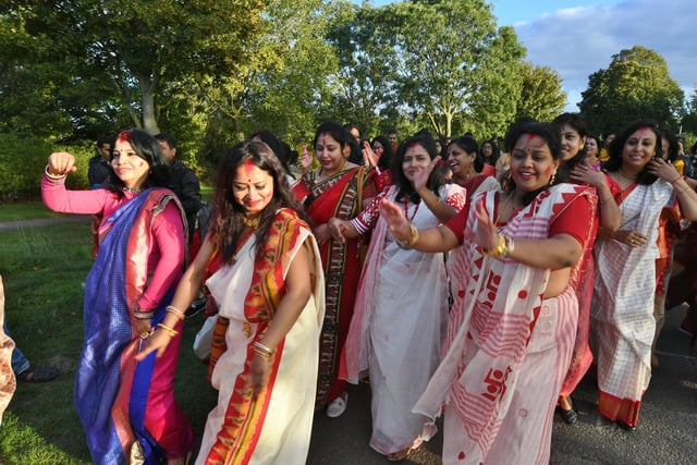 The colourful parade to celebrate Hindu festival of Durga Puja Festival