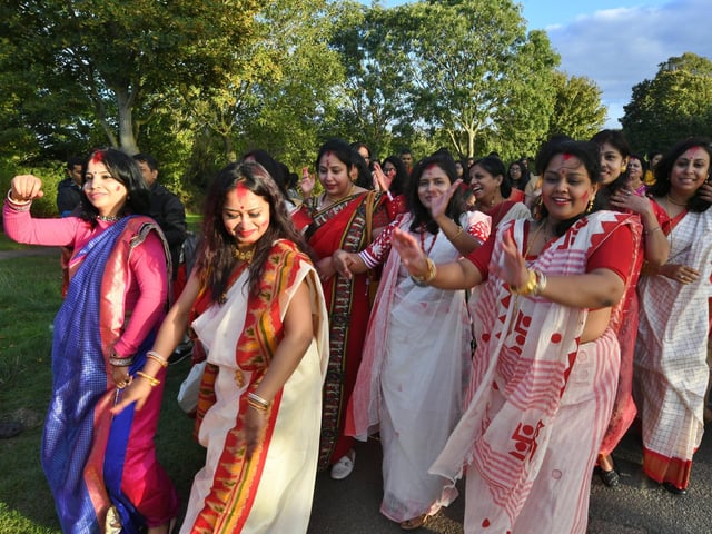The colourful parade to celebrate Hindu festival of Durga Puja Festival