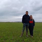 Hannah Hetherington and Tom Martin on their farm in Outwell.