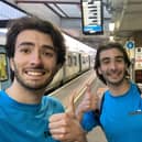 Ottavio and Dario Tanzillo, who have just created Tanzii TV to help children keep fit and healthy, at Peterborough Railway Station heading for London to meet up with Joe Wicks.