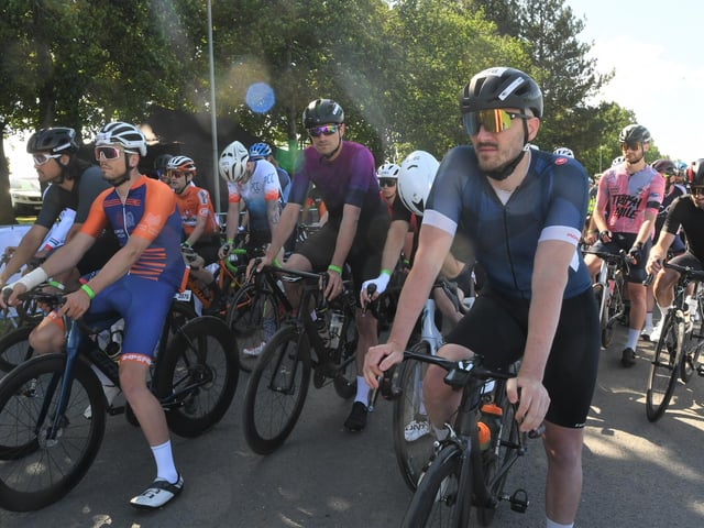 The Tour of Cambridgeshire Cycle Race from the East of England Arena.