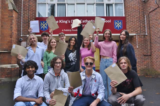 The  King's School students celebrate their A Level results.